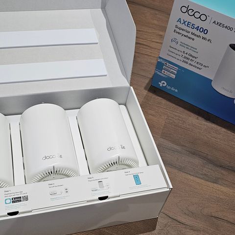 Helt ny TP-Link Deco XE75 1-pack WiFi 6E Mesh
AXE5400 Tri-band, AI