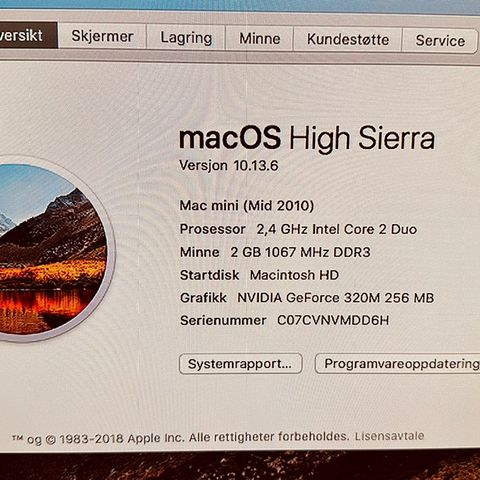 Mac Mini 2010 / 2GB  RAM / 320 GB HDD - 2 stk