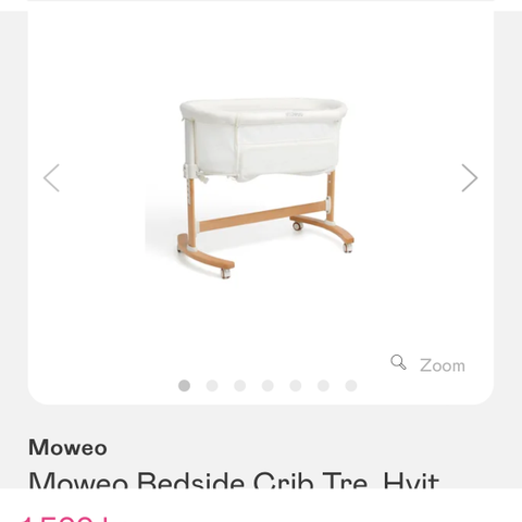 Moweo Bedside Crib Tre, Hvit