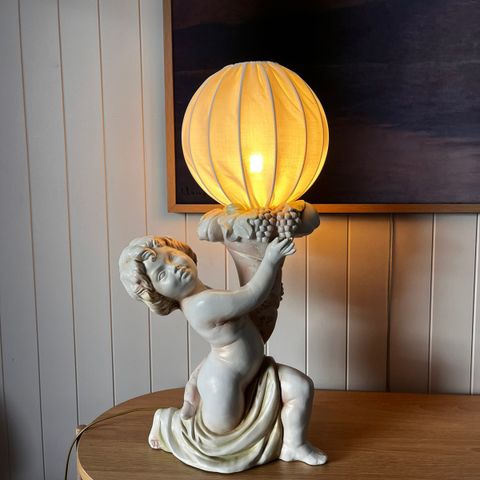 Unik stor vintage italiesk lampe formet som en engel