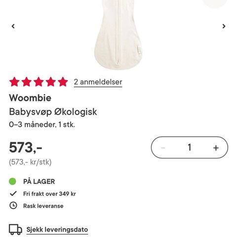 Woombie Babysvøp Økologisk åpnet, men ubrukt