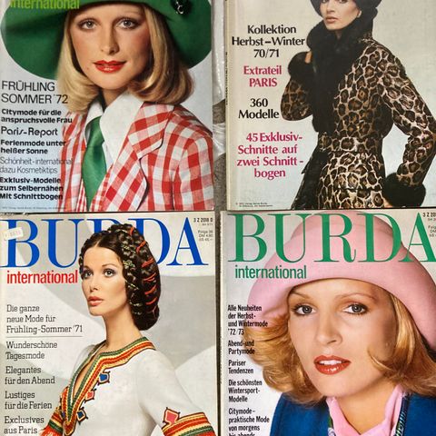 4 Retro Burda International 1970-73 utgaver m mønsterark