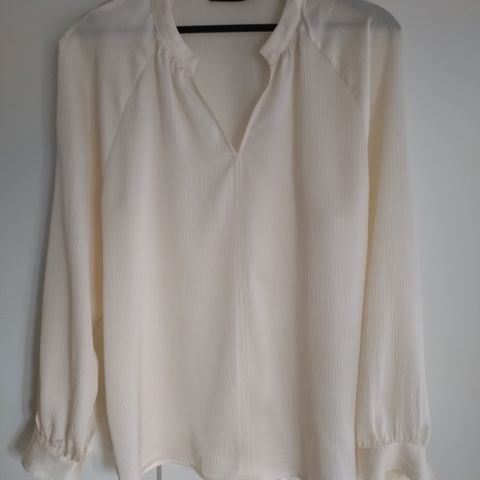 Beige/ gulhvit bluse