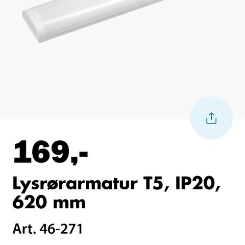 Lysrør armatur