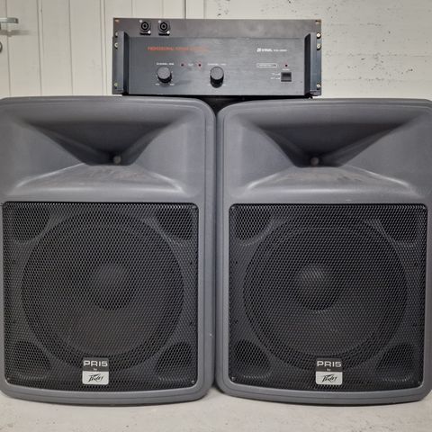 Peavey 15" PA høyttalere pluss 400W pro. forsterker selges