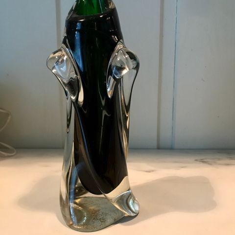 Vintage krystall vase grønn