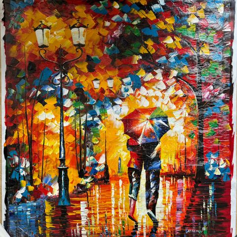 Couple under one umbrella - Leonid Afremov Studio