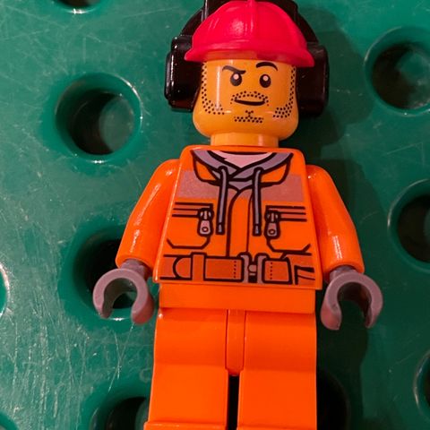 Lego minifigur Construction Worker - Male, Orange Safety Jacket