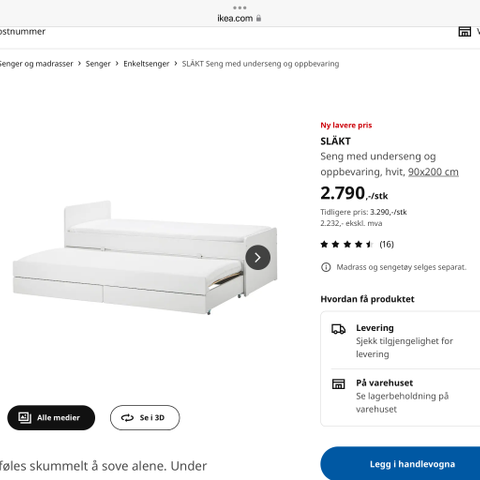 IKEA släkt barneseng- RESERVERT TIL FREDAG MORGEN