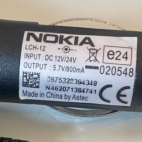 Nokia LCH-12 mobillader 12v til bil