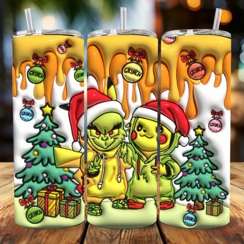 Tumbler med Grinch & Pikachu