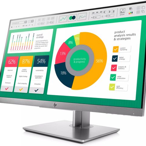 HP EliteDisplay E223 Monitor (DP, HDMI, VGA og USB Hub)