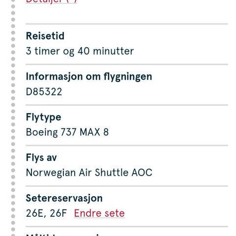 Flybillett Alicante - Oslo 29 aug kl 15.45