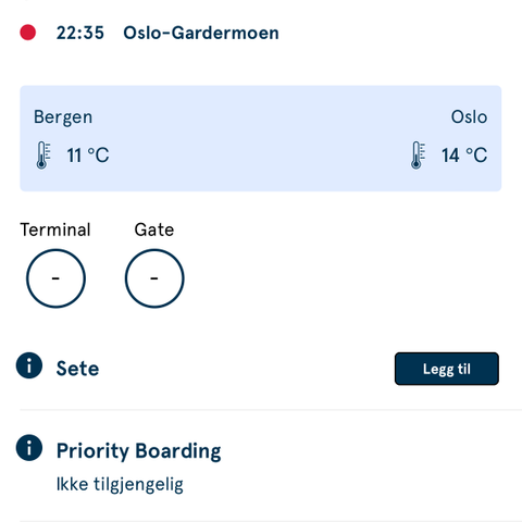 flybilletter bergen -oslo