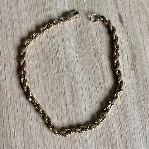 Solid gull Cordell (rope chain) ankel/armbånd