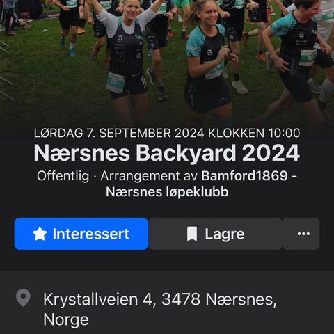 Startnummer til Nærsnes Backyard Run