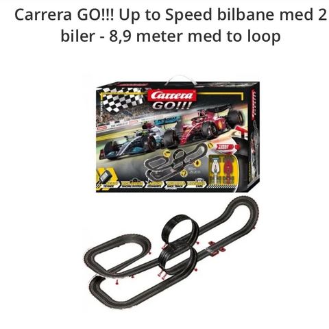 Carrera GO!!! Up to Speed bilbane med 2 biler - 8,9 meter med to loop ++