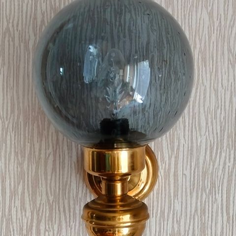 Danske Abo Randers Vintage vegglampe/kulelampe i blåsort bobleglass