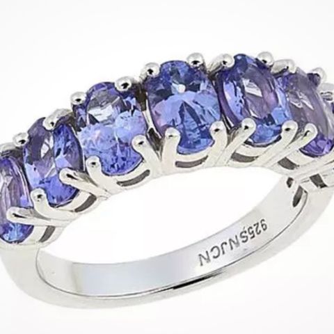 HSN Colleen Lopez Sterling Silver 7- Stone Tanzanite Band Ring