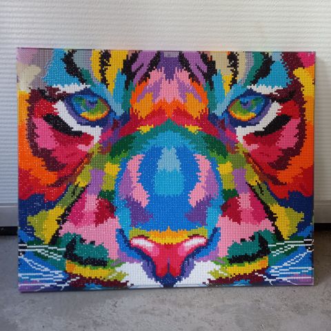 Bilde perlekunst tiger på 50x40cm lerret: Diamond art