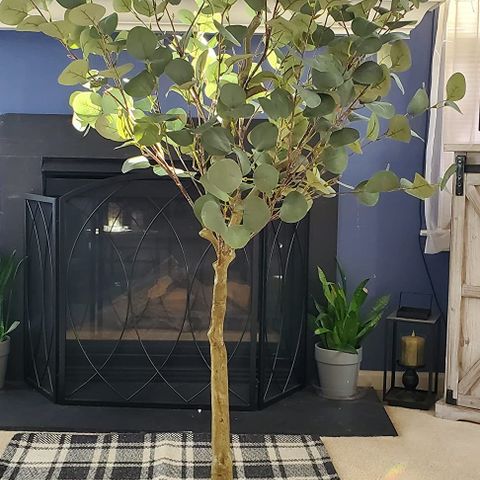 Kunstig Høyt Eucalyptus Tre +stor potteskjuler INKLUDERT !190cm