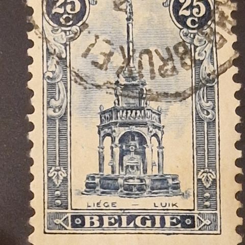 1919 Belgium 25c Perron Of Liege Used Stamp