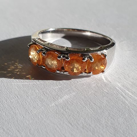 African Tangerine Granat Garnet 3.48ct 925 Silver Limited Edition Ring Str.59