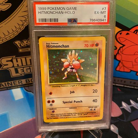 Hitmonchan #7 Holo fra Base set i PSA 6