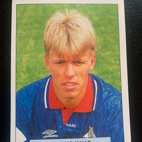 Gunnar Halle Oldham Lillestrøm Panini 1991 sjeldent fotballkort klistremerke