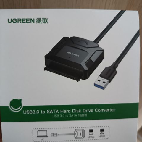 USB til SATA Adapter 2.5"/3.5" HDD/SSD