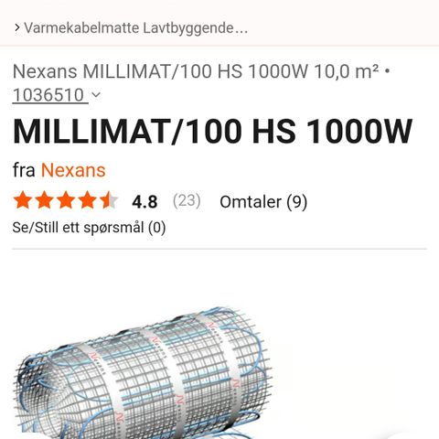 Ny varmekabel.