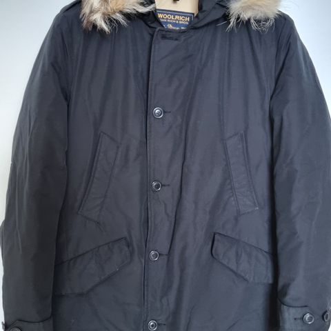 Woolrich dun herre parkas, svart med avtagbar pelskrave - som NY