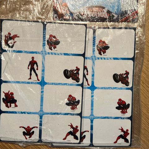 Boketiketter til skolebøker Spiderman