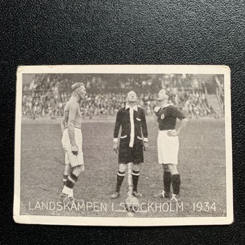 Jørgen Juve Norge Lyn fotballkort fra 1934 Cromwell Dommer Sophus Hansen