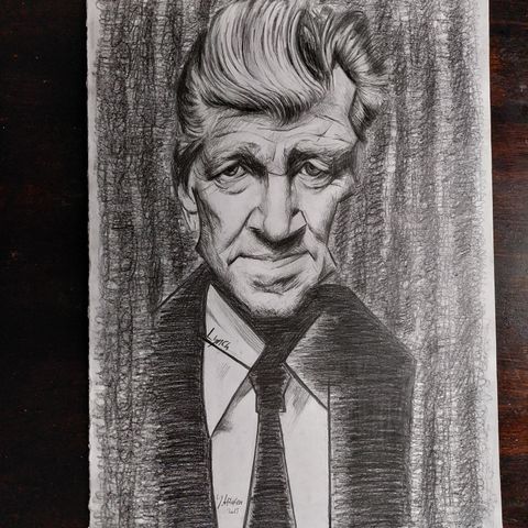 Tegning David Lynch karikatur