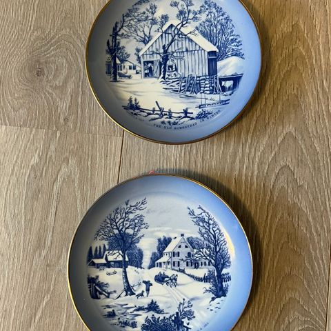 Blå platter Currier & Ives