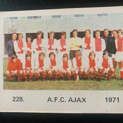 Ajax lagbilde Rookie Johan Cruyff Monty Gum 1971 fotballkort Nederland