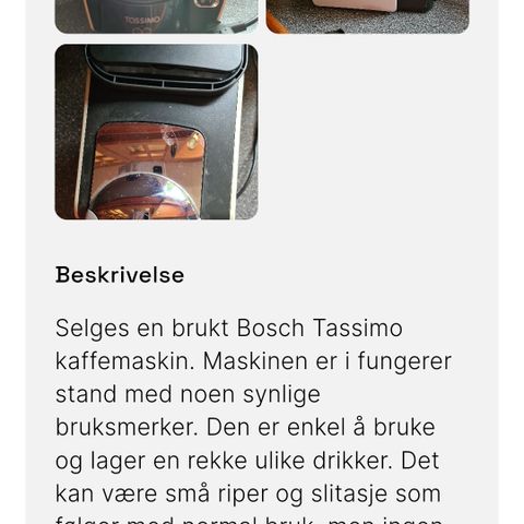 Boch Tassimo kaffemaskin