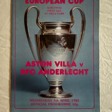 Program  Aston Villa - Anderlecht Europacup Semifinale 1982