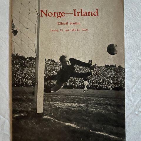 Program Landskamp Fotball Norge - Irland 1964