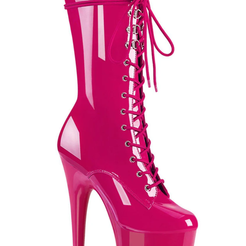 Pleaser USA Flamingo-1050 8inch Pleaser Boots - Patent Hot Pink