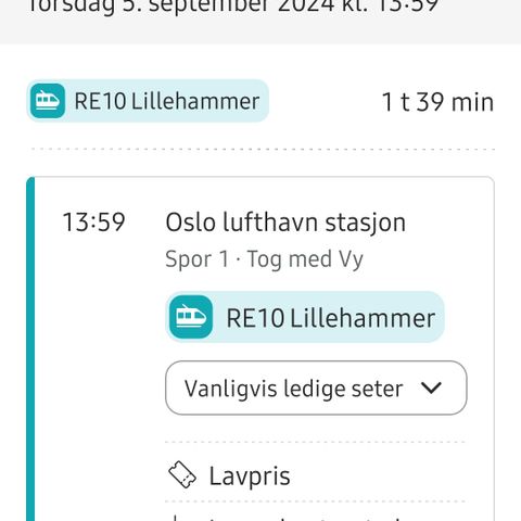 Oslo Gardermoen - Lillehammer 5. september  2024