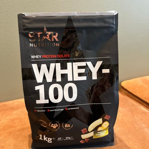 Star Nutrition Whey-100 Myseprotein 1 kg  Banana Chocolate (åpnet)