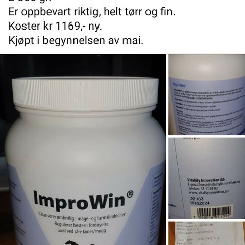 Improwin/hest. Forebyggende,eller ved mistanke om mageproblemer.