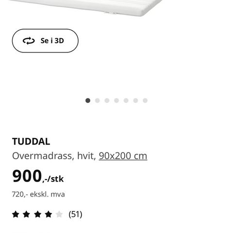 IKEA Tuddal overmadrass 90x200