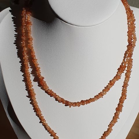 African Spessartite Garnet Granat Chip Bead 86cm Necklace Halskjeder 146ct