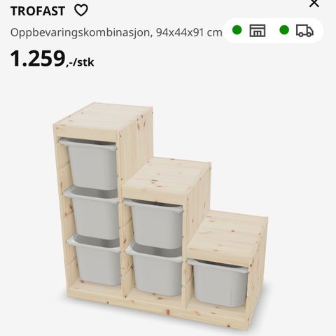 Oppbevaringskombinasjon Trofast, 2 stk m/bokser