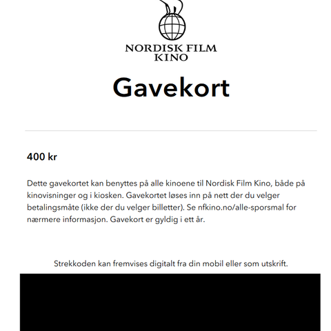 Gavekort Nordisk Film Kino