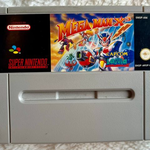 Nintendo snes spillet Mega man x3 i kanonstand! Supersjeldent!