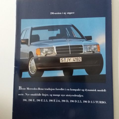 MERCEDES-BENZ 190 / 190 E -brosjyre. (NORSK)